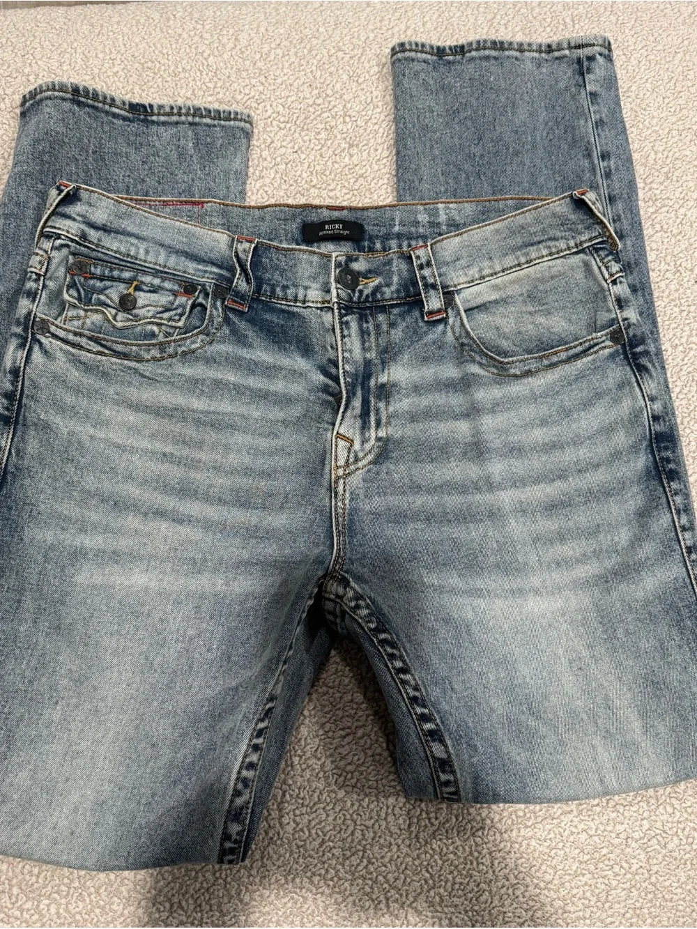 True Religion Men’s Faded Light Blue Relaxed Jeans